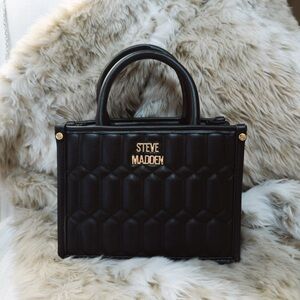 Steve Madden Black Quilted Satchel Bag